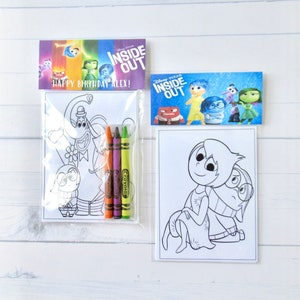 Inspired Inside Out mini coloring pages and crayons - 1 bag (1 child) - Inside Out party favors - Inside Out themed Party