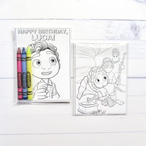 Inspired Luca mini coloring pages and crayons - 1 bag (1 child) - Luca party favors - Luca themed Party