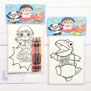 Inspired Ryan’s World mini coloring pages and crayons - 1 bag (1 child) - Ryan’s world party favors