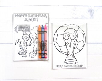 Football Soccer coloring pages and crayons - 1 bag (1 child) - Soccer party favors -Soccer themed party