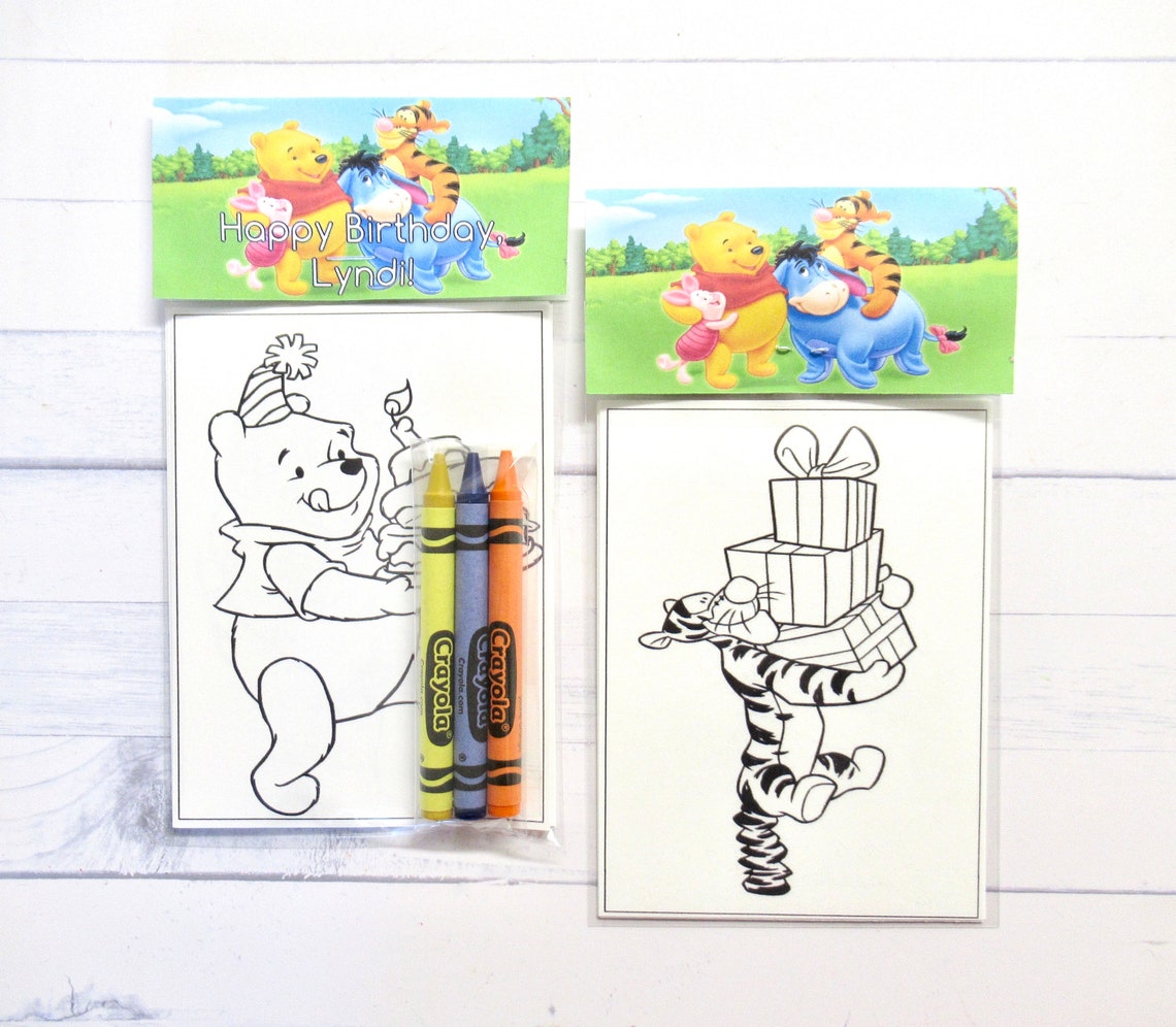 Inspired Winnie the Pooh Mini Coloring Pages and Crayons 1 - Etsy