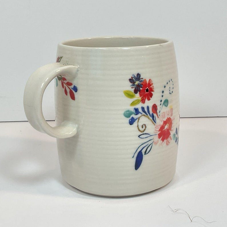 Anthropologie “B” Initial Mug By Starla M. Halfmann Floral Monogram 12oz image 4
