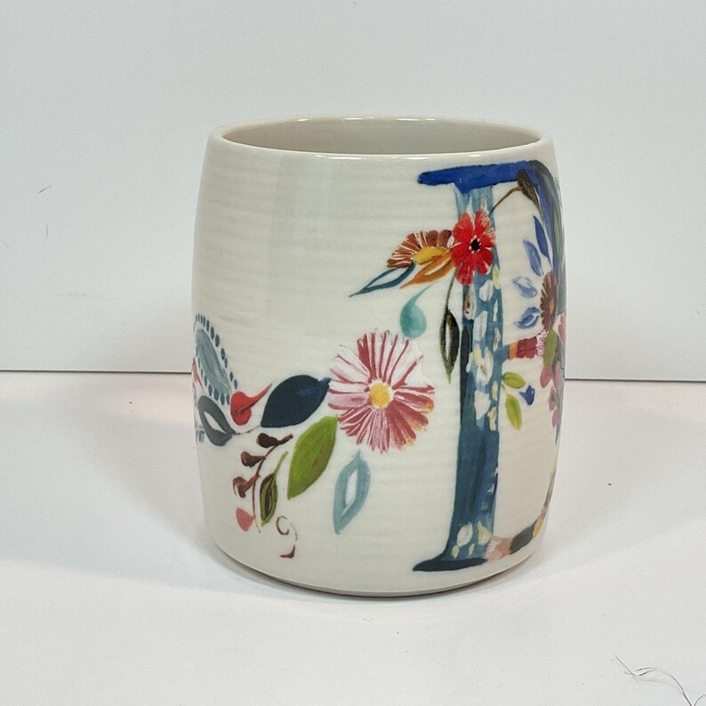 Anthropologie “B” Initial Mug By Starla M. Halfmann Floral Monogram 12oz image 2