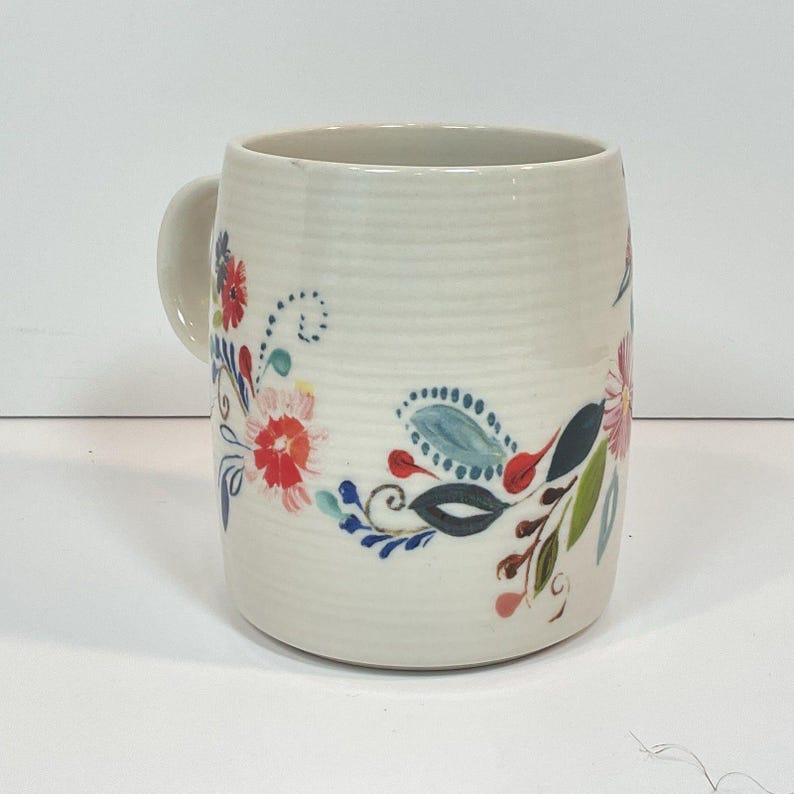 Anthropologie “B” Initial Mug By Starla M. Halfmann Floral Monogram 12oz image 3