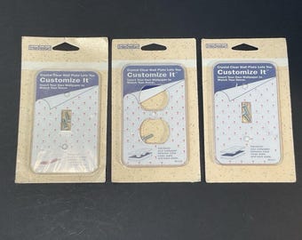 3 Pc Customize-It Wall Plate Use Your Wallpaper Outlet & Light Switch Cover VTG