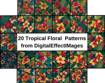 20 digitale tropische Blumenmuster