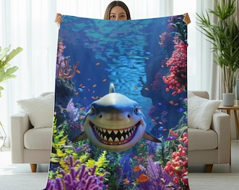 Fun Shark Blanket Gift Idea For Shark lover Throw Of Shark Blanket For Shark Fan Gift Of Great White Shark Throw Decor For Shark Enthusiast