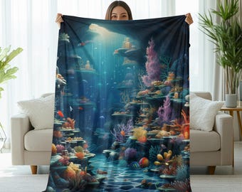 Under The Sea Blanket Gift Idea For Deep Sea lover Blanket Of Deep Ocean Blanket For Deep Sea Fan Birthday Gift Of Deep Sea Diving Blanket