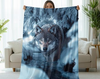Gray Wolf Blanket Gift Idea For Wolf lover Throw For Timber Wolf Fan Blanket For Wolf Art Blanket Gift For Wolf Fan Blanket Decor Gift