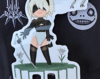 Nier Automata 2B without skirt and Pod 042 Transparent sticker