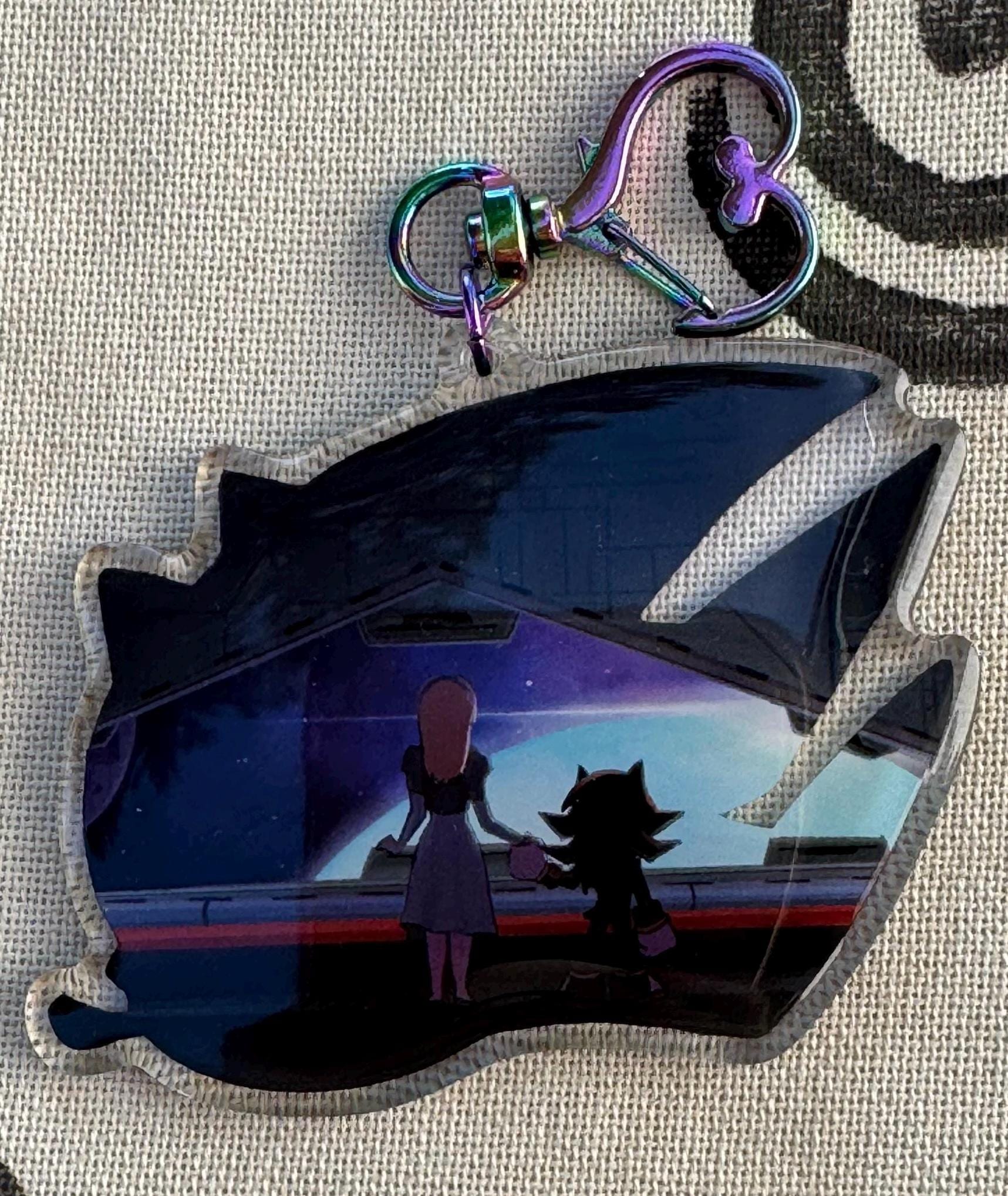 Shadow the Hedgehog silhouette 3 inch Acrylic Charm Feat. Shadow and Maria on Space Colony Ark