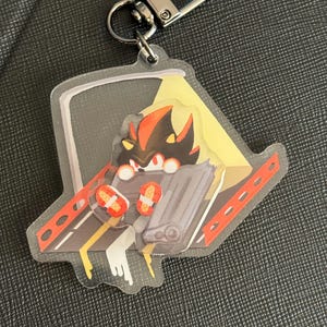 Shadow the Hedgehog spinning fidget 2 in acrylic charm with black keychain