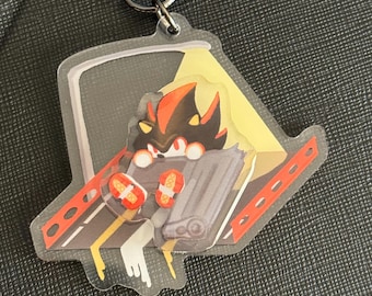 Shadow the Hedgehog spinning fidget 2 in acrylic charm with black keychain