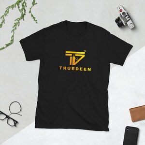 Truedeen Yellow Logo on Short-Sleeve Unisex T-Shirt
