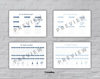 Guitar Practice Planner: Weekly Music Lessons Chart (Digital Download)