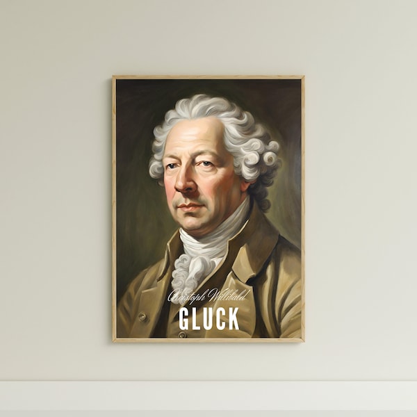 Christoph Willibald Gluck Oil Painting Portrait, Classical Music Wall Art,Classical Famous Composers Poster,Musician portraits,Musician Gift