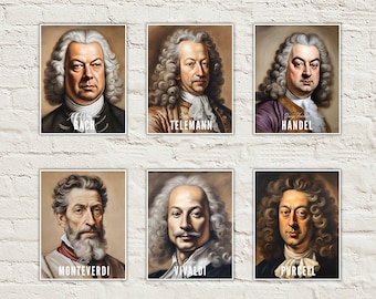 Baroque Composers Portrait Poster: Music Classroom Decor (Digital Download)