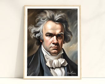 Beethoven Oil Painting Portrait: Classical Music Wall Art (Digital Download)