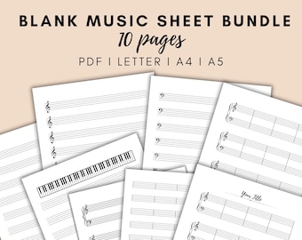 Blank Music Sheet Bundle: Piano Staff Paper (PDF)