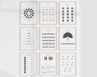 Set of 9 Music Theory Posters, Musical Theory Cheat Sheet, Music Terms, Music Theory Posters, Classroom Posters,Music Teaching, Music Prints