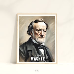Richard Wagner Oil Painting Portrait, Classical Music Wall Art, Classical Famous Composers Poster, Musician portraits, Musician Gift, Art