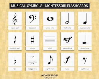 Montessori Music Symbols Flashcards: Music Theory Learning (PDF Download)