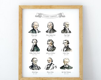 Classical Composers Print: Music Room Decor (Digital Download)
