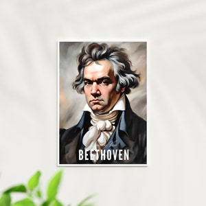 Ludwig van Beethoven Oil Painting Portrait, Classical Music Wall Art, Classical Famous Composers Poster, Musician portraits, Musician Gift