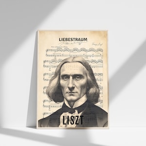 Franz Liszt, Great Composer of Piano Music, Musician Gift, Classical Music, Music Art, Music Gallery Art, Wall Art, Music Prints, Musicians