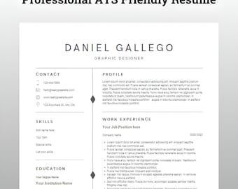 Modello di curriculum amichevole ATS per Word / Modello di curriculum creativo per Word / Modello CV / Curriculum minimalista