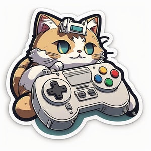 Cat Gamer Sticker | Cute Cat | Video Game Cat