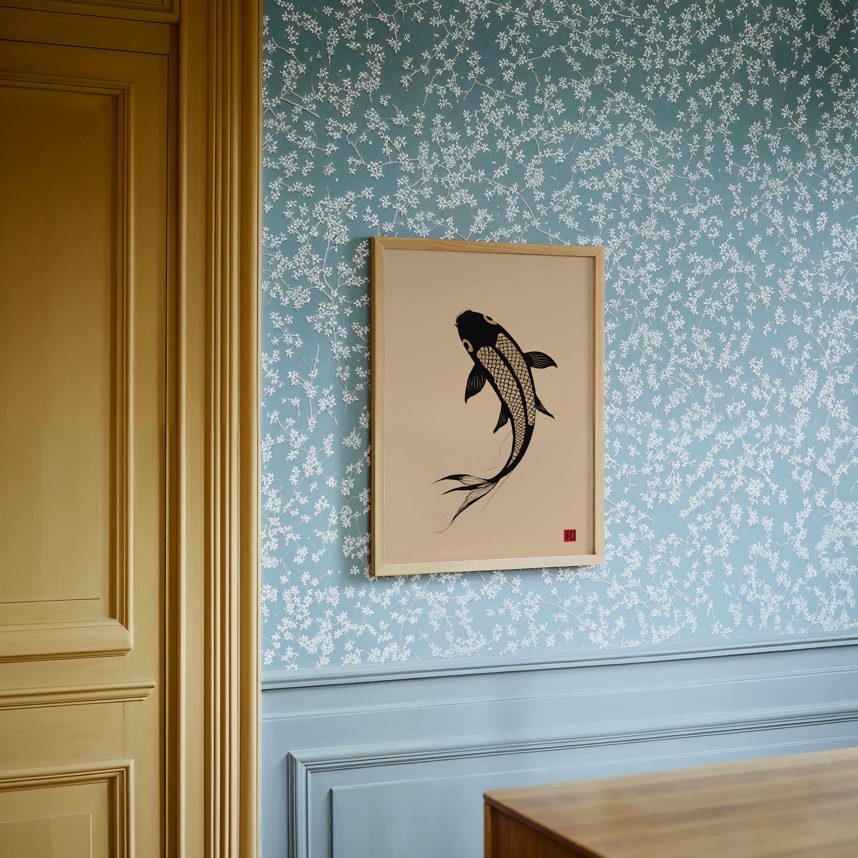 Japandi Koi Fish Wall Art Beige Minimalist Japanese Print Zen Decor ...
