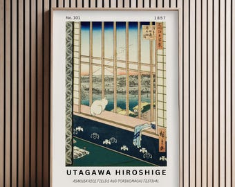 Stampa Asakusa Ricefields – Poster artistico da parete del Festival giapponese Ukiyo-e di Hiroshige