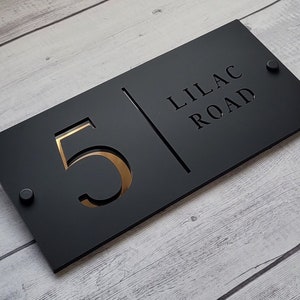 MODERN HOUSE SIGN | House Number Sign | 290 x 140mm | 360 x 175mm | 490 x 230mm | 580mm x 280mm