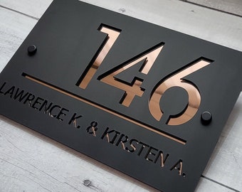 Modern Acrylic House Number Sign | Contemporary Door Plaque