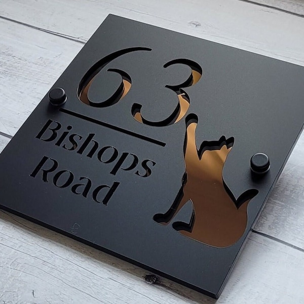 HOUSE DOOR SIGN | Cat Number Sign | Cat House Sign  | 180mm x 180mm | 200mm x 200mm | 250mm x 250mm | 300mm x 300mm | 350mm x 350mm