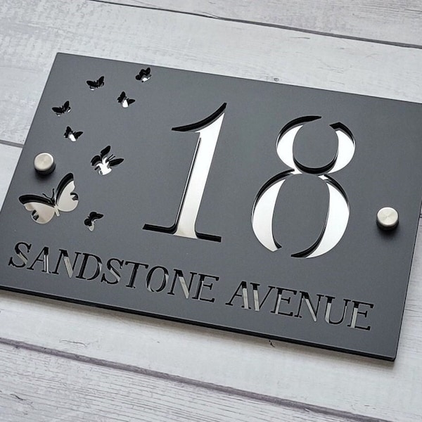 MODERN HOUSE SIGN | House Number Plate | Address Sign | 230 x 155mm | 290 x 190mm | 380 x 250mm | 500 x 330mm