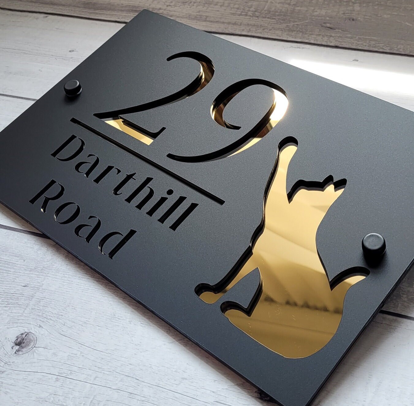 HAUS TÜRSCHILD | Nummernschild für Katzen | Katze Hausschild |  230 x 155mm | 290 x 190 mm | 380 x 250mm | 500x330 mm