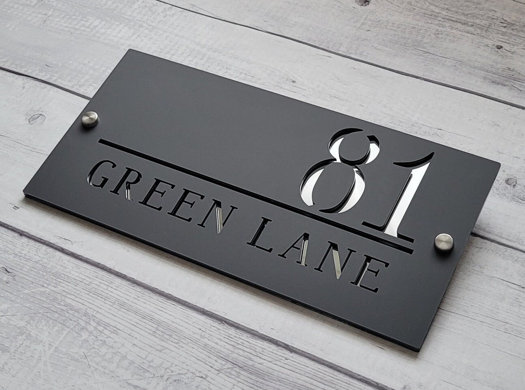 Modern Acrylic House Number Sign | Two-tone Floating Design - Etsy
