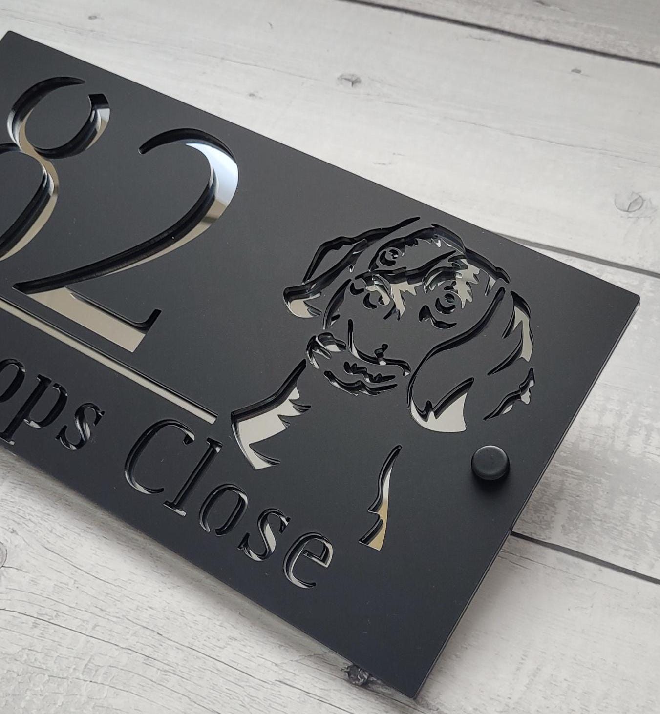 Modern Acrylic Beagle House Number Sign | Custom Address Plaque - Etsy