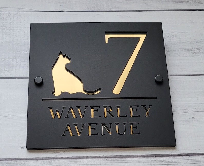 HOUSE DOOR SIGN Cat House Number Sign Cat House Sign 180 X 180mm 200 X
