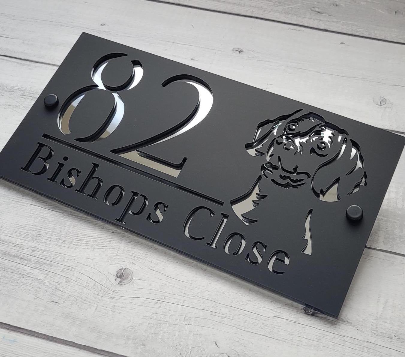 Modern Acrylic Beagle House Number Sign | Custom Address Plaque - Etsy