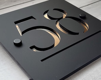 Modern Acrylic House Number Sign | Customizable Door Plaque