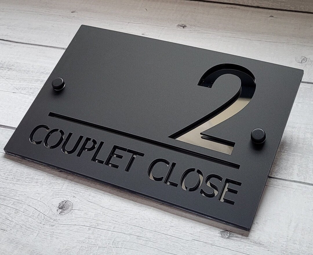 Custom Modern House Number Plaque. Luxury Door Number Slate