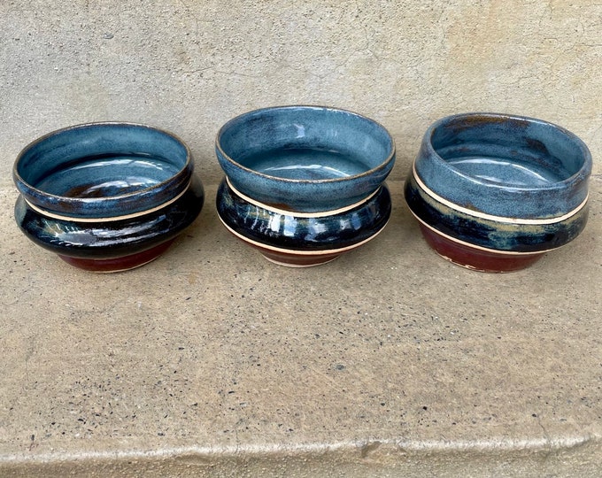Navy, Black, and Plum Ceramic Pots / Planters / Holders / Vases / Bowls