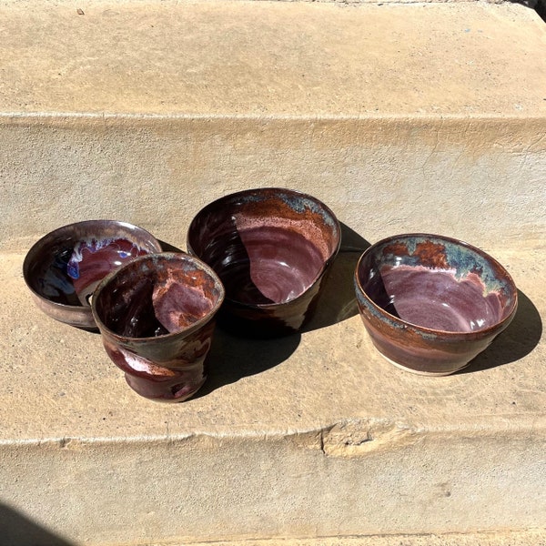 Moody Warm Purple and Blue Ceramic Set / Bowls / Planters / Serving / Vase / Vessels