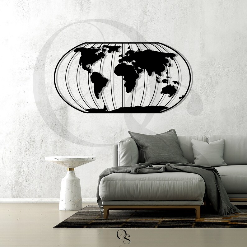 Metal World Map Metal Wall Art World Map Wall Art Housewarming Etsy