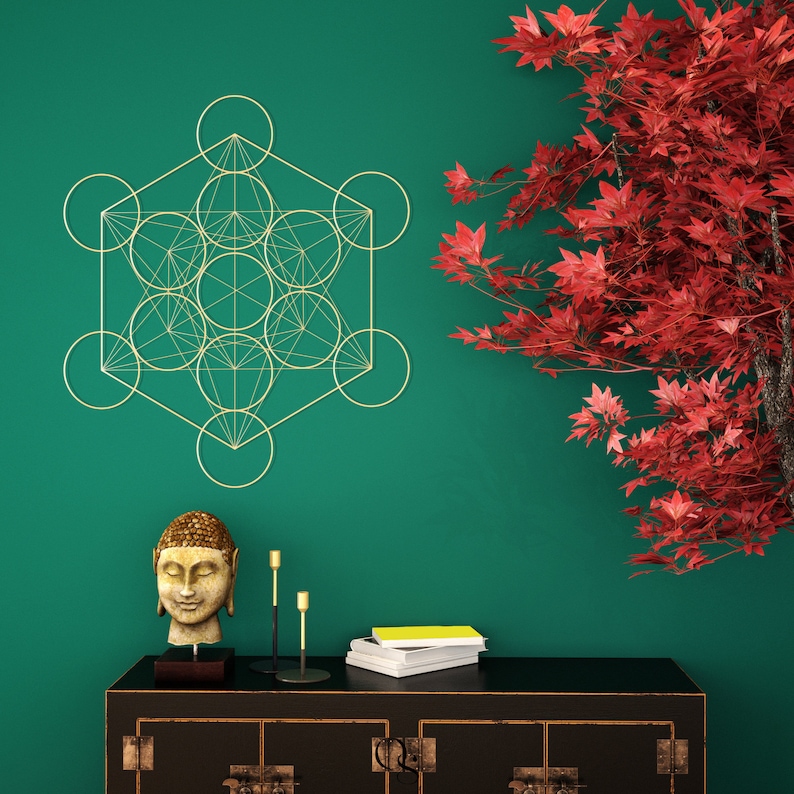 Metatron Cube Metal Wall Art Home Meditation Metal Yoga Wall Etsy