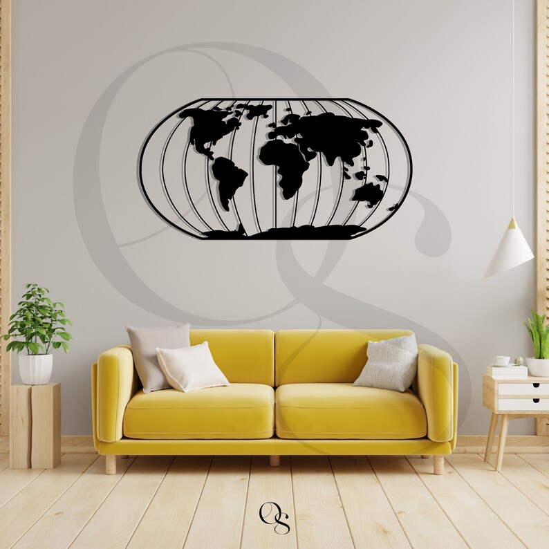 Metal World Map Metal Wall Art World Map Wall Art Housewarming Etsy