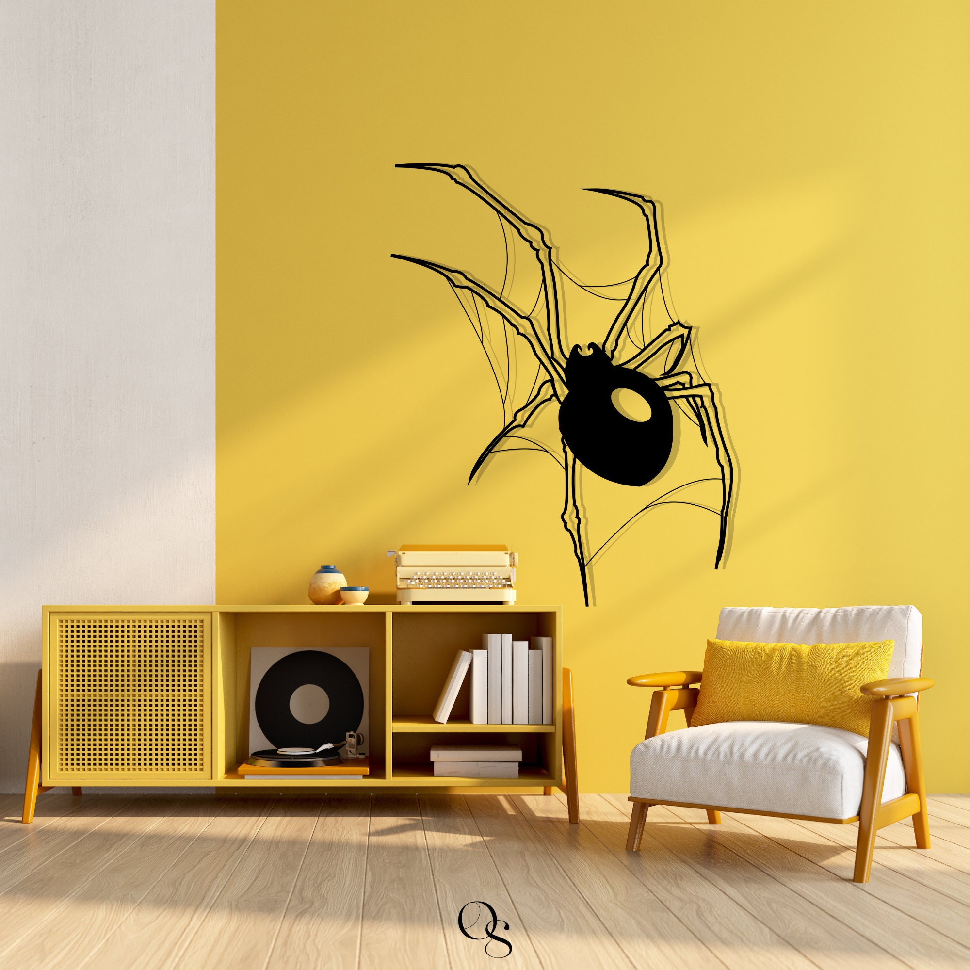 Black Spider Oversize Wall Decor Spider Wall Hanging Art Metal Living